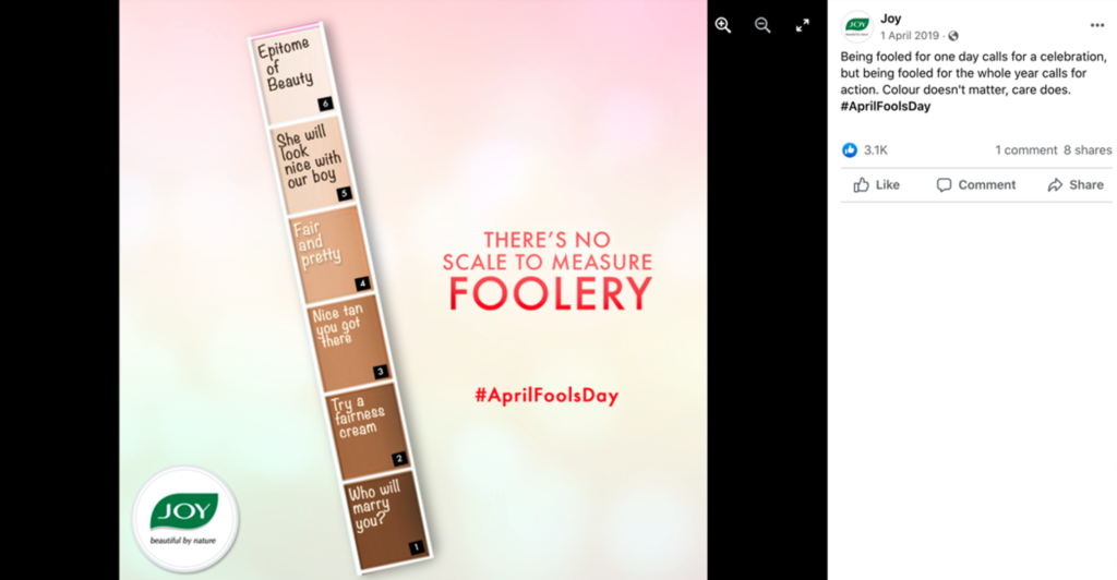 Joy April Fools facebook campaign