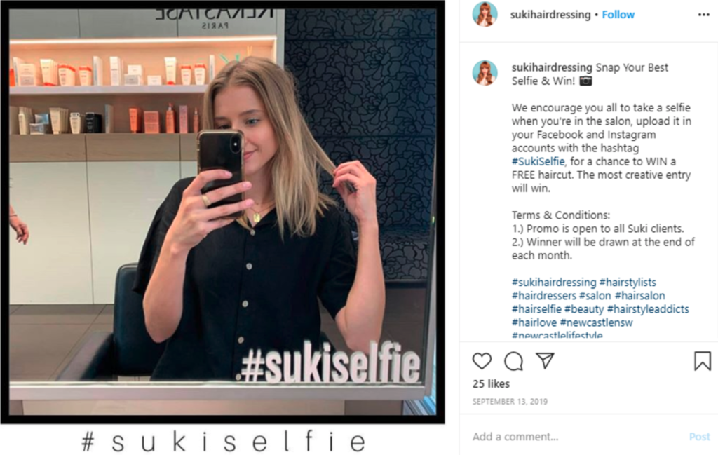 Suki hairdressing #sukiselfie marketing campaign
