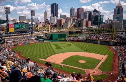 Panoramic view of Pittsburgh Pirates' baseball stadium